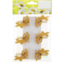 Balenie šiestich drevených štipcov na bielizeň v tvare zajačika s kvetinovým dizajnom