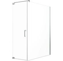 Rohová sprcha so sklenenými dverami a držadlom