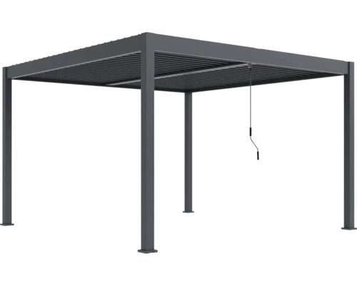 Voľne stojaca sivá pergola s lamelovou strechou
