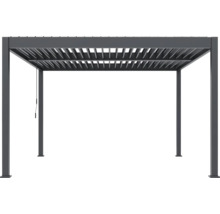 Voľne stojaca sivá pergola s lamelovou strechou