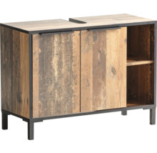 Skrinka pod umývadlo s dvomi dvierkami a otvorenou drevenou policou