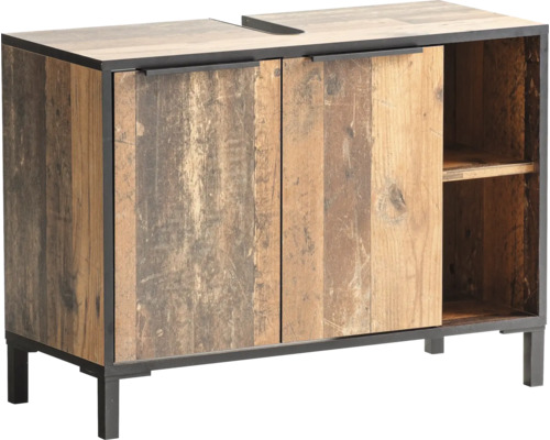 Skrinka pod umývadlo s dvomi dvierkami a otvorenou drevenou policou