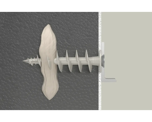 Plastová hmoždinka do sadrokartónu so skrutkou v stene