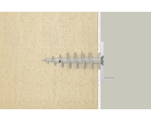 Skrutka hmoždinky je umiestnená v stene.