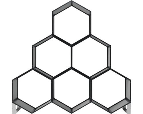 Šesťhranný regálový systém na montáž na stenu