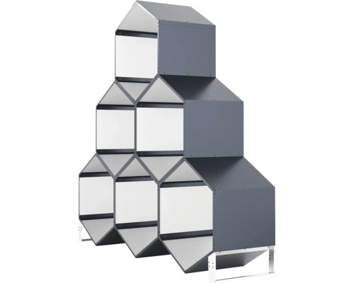 Polica v dizajne domu s priehradkami