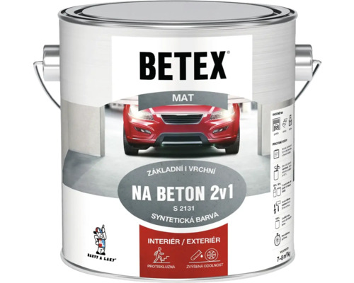 Penetračný náter na betón Betex 2v1 červeno-hnedý 2 kg Betex farba na betón pre vnútorné a vonkajšie použitie v plechovke