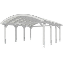 Drevený carport so zakrivenou strechou