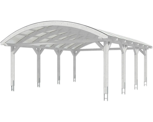 Drevený carport so zakrivenou strechou