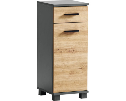 Kúpeľňová skrinka nízka Möbelpartner Palermo dub 30,3 x 75,3 x 32,6 cm Úzka drevená skrinka s dvomi zásuvkami