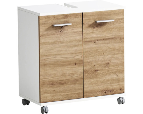 Skrinka pod umývadlo s dvomi dvierkami a kolieskami
