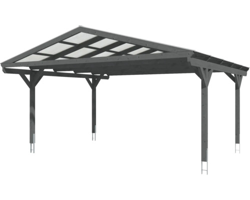 Drevený prístrešok pre auto s priehľadnou strechou