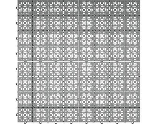 Mriežka do seba zapadajúcich podlahových dlaždíc pre vonkajšie použitie.