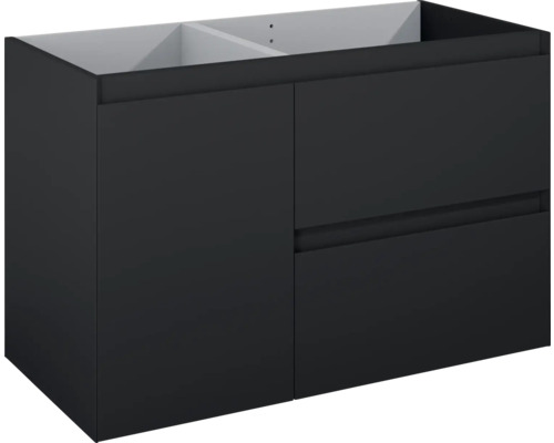 Kúpeľňová skrinka pod umývadlo Jungborn DECEM čierna 1000 x 635 x 458 mm 168155 Skrinka pod umývadlo s dvomi zásuvkami a dvomi dvierkami