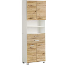 Vysoká skriňa so zásuvkami, policami a dvierkami