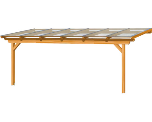 Drevený prístrešok pre auto s priehľadnou strešnou krytinou