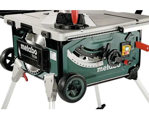 Stolová kotúčová píla Metabo s podstavcom a kolieskami