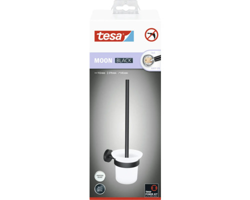 Tesa Moon Black WC súprava na montáž na stenu bez vŕtania