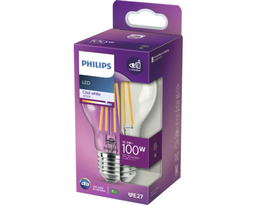 Žiarovka Philips LED, pätica E27, 10,5 wattu, 4000 kelvinov, neutrálne biele svetlo