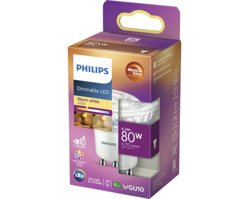 Stmievateľná LED žiarovka Philips GU10 v balení