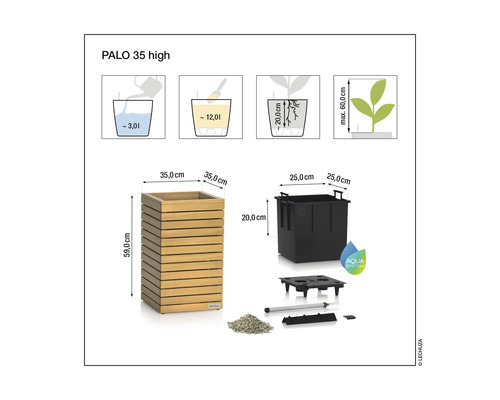 Diagram kvetináča Palo 35 high s rozmermi