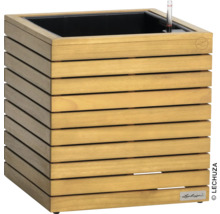 Drevený kvetináč so zavlažovacím systémom a ukazovateľom hladiny vody