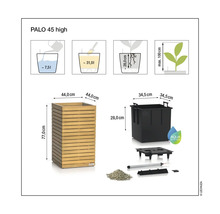 Obrázok kvetináča Palo 45 high s rozmermi a systémom Aqua