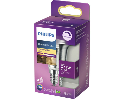 Žiarovka Philips LED pätica E14, stmievateľná, 4,3 W, 320 lúmenov