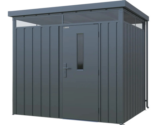 Kovová záhradná búda s dverami a svetlíkom