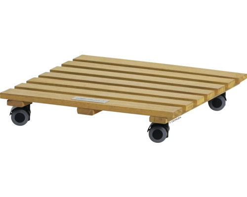 Drevený vozík na kvetináče s kolieskami