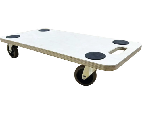 Drevený vozík na nábytok so štyrmi kolieskami a protišmykovými podložkami.