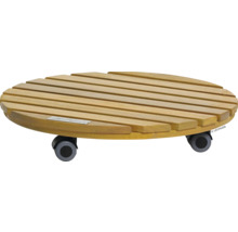 Drevený vozík na kvetináče s kolieskami