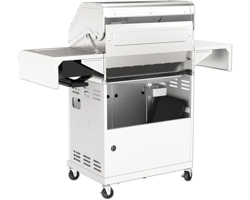 Grilovací vozík z kovu s bočnými policami a kolieskami