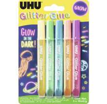 Súprava Uhu Glitter Glue s piatimi tyčinkami trblietavého lepidla