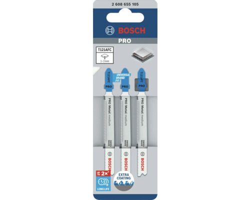 Priamočiare pílové listy Bosch T121AFC, vhodné pre kovy s hrúbkou 1 až 3 milimetre