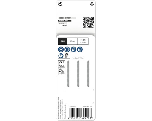 Sada pílových listov do priamočiarej píly Bosch Expert, 92 milimetrov