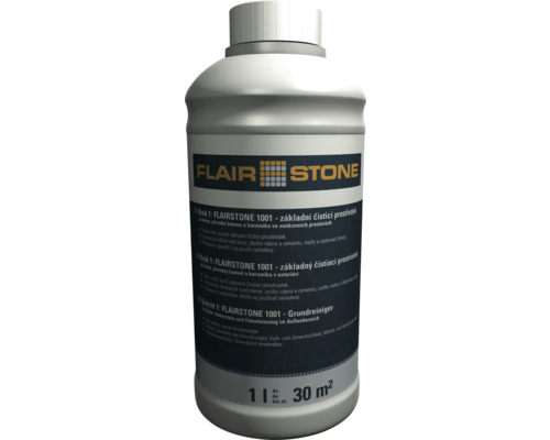 Čistič dlažby Flairstone 1001 1 l - Základný čistiaci prostriedok FLAIRSTONE 1001 základný čistiaci prostriedok na betón, prírodný kameň a keramiku do exteriéru, 1 liter až na 30 metrov štvorcových