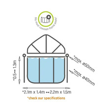 Obrázok s rozmermi pre zastrešenie bazéna