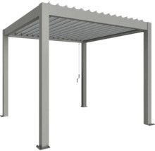 Voľne stojaca sivá pergola s lamelovou strechou