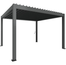 Voľne stojaca sivá pergola s lamelovou strechou