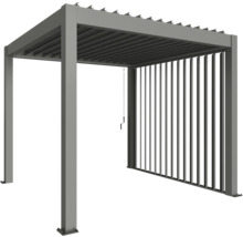 Pergola s lamelovou strechou a zvislými lamelami pre záhradu