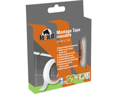 Roxolid obojstranná montážna páska opakovane použiteľná, 24 mm x 1,5 m, balenie