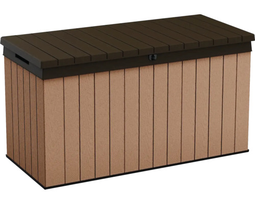 Záhradný box na vankúše plastový Keter DARWIN 570 l 142,5 x 65,3 x 78,2 cm hnedý Vonkajší úložný box s vekom