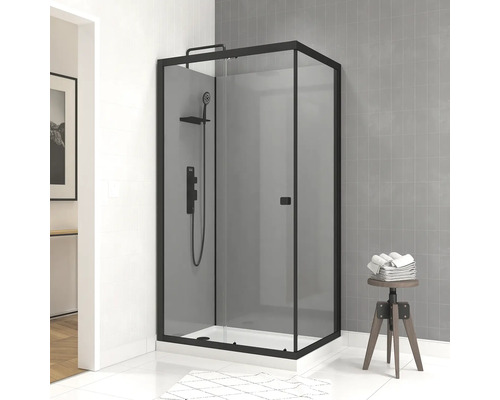 dizajnová sprcha Aurlane Grey Touch 110 x 80 x 215 cm dekor skla jasne svetlá barva profilu čierna