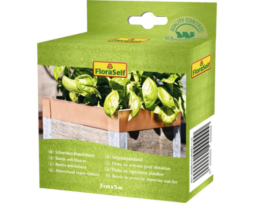 Odpudzovač slimákov FloraSelf medená páska 3 x 500 cm Balenie pásky proti slimákom FloraSelf s obrázkom kvetináča