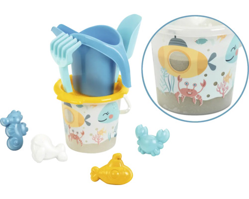 Sada hračiek do pieskoviska s vedierkom, lopatou, hrabľami a formičkami