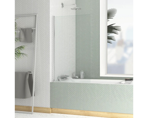 Vaňová zástena 1-dielna Aurlane Essential 70 cm x 120 cm dekor skla číre sklo barva profilu chróm FAC733 Kúpeľňa s vaňou, sklenenou sprchovou zástenou a držiakom na uteráky