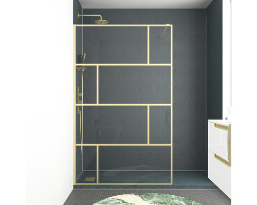 Walk In Aurlane Bricks Gold 120 cm farba rámu zlato dekor skla číre sklo