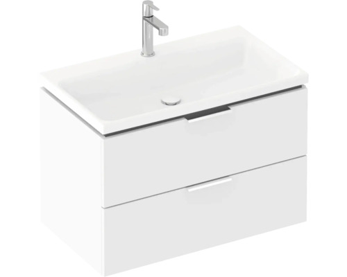 Skrinka pod umývadlo s dvoma zásuvkami a umývadlom na dosku s batériou