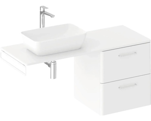 Umyvadlová zostava s umývadlom na dosku a skrinkou s dvoma zásuvkami